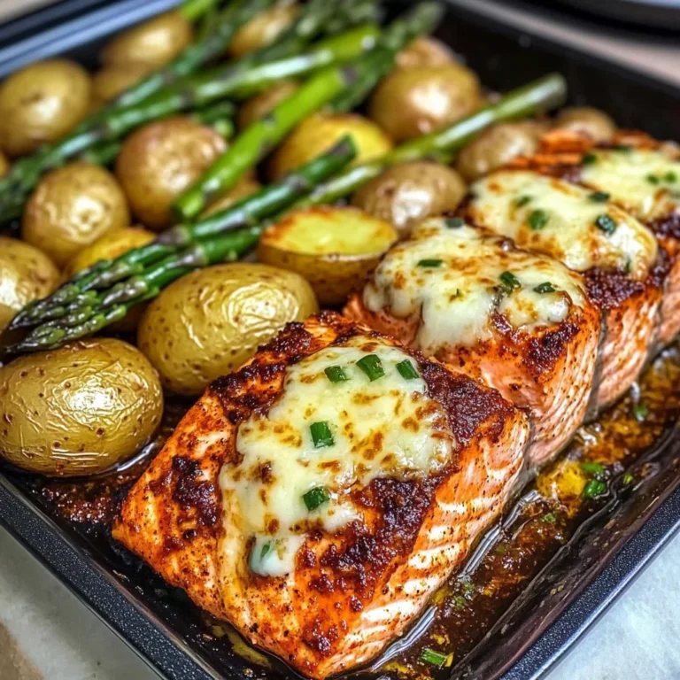 Baked Cajun Salmon with Cheesy Asparagus & Garlic Potatoes