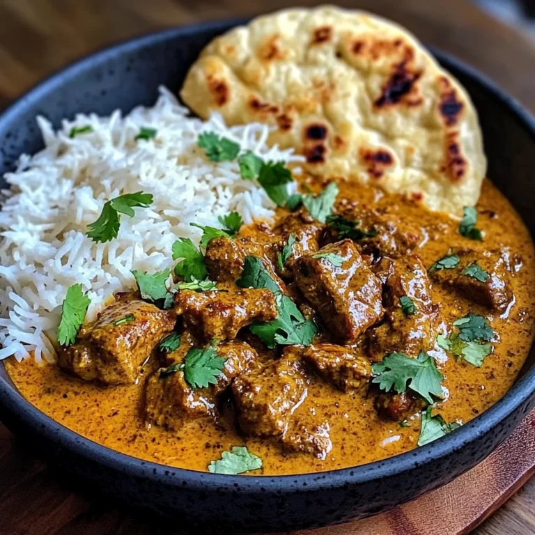 Coconut-Curry Braised Beef with Jasmine Rice & Garlic Naan