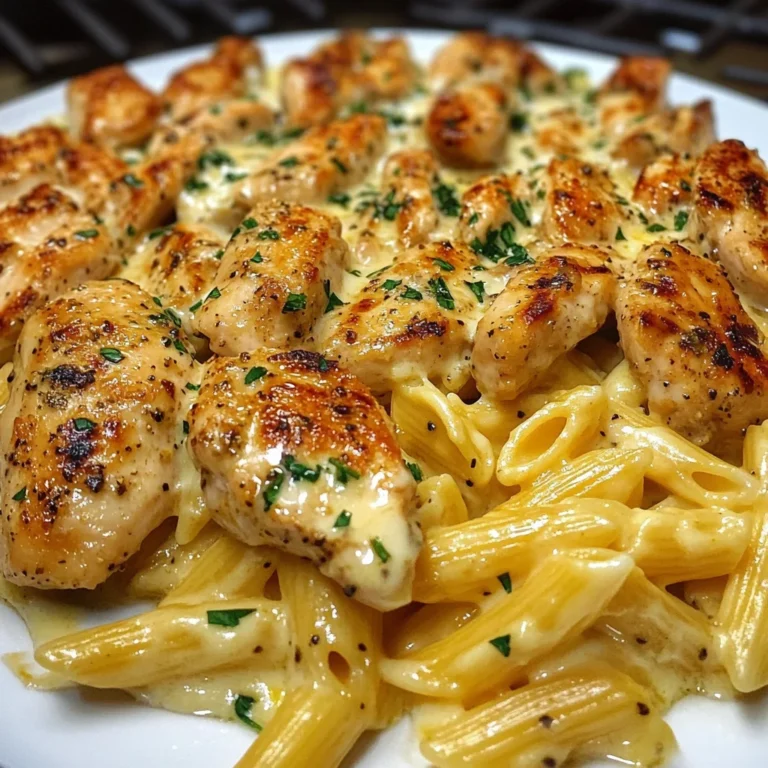 Creamy Garlic Butter Chicken with Cheesy Penne and Parmesan Sauce