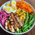 Grilled Chicken Protein Bowl with Eggs, Veggies & Creamy Dressing