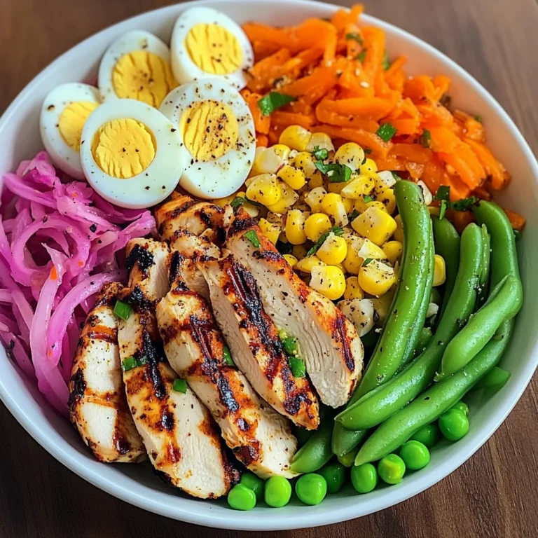 Grilled Chicken Protein Bowl with Eggs, Veggies & Creamy Dressing