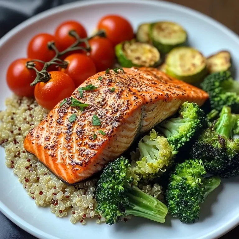 Grilled Salmon Power Plate with Quinoa & Steamed Veggies
