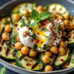 Grilled Zucchini Chickpea Salad with Burrata & Chili Oil