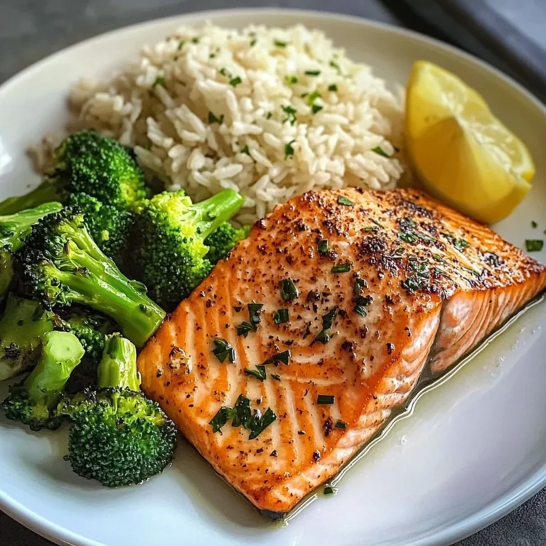 Lemon-Garlic Salmon with Broccoli & Herbed Rice