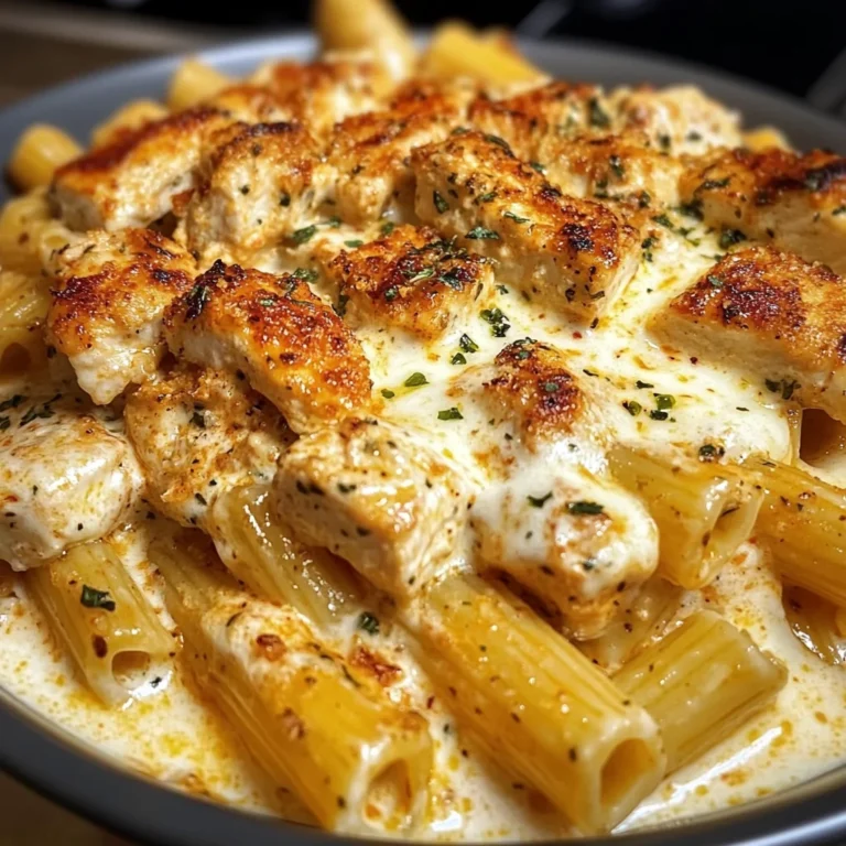 Mozzarella Cajun Chicken Rigatoni in Garlic Cheese Sauce