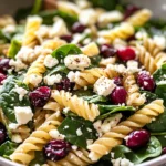 Spinach Pasta Salad with Feta and Cranberries
