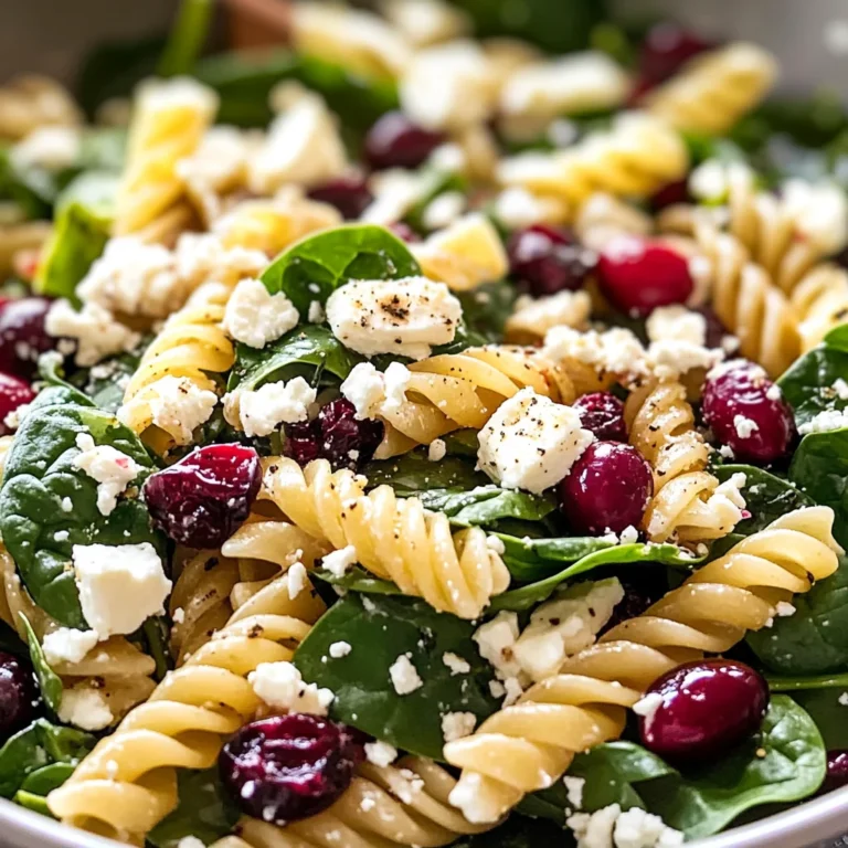 Spinach Pasta Salad with Feta and Cranberries