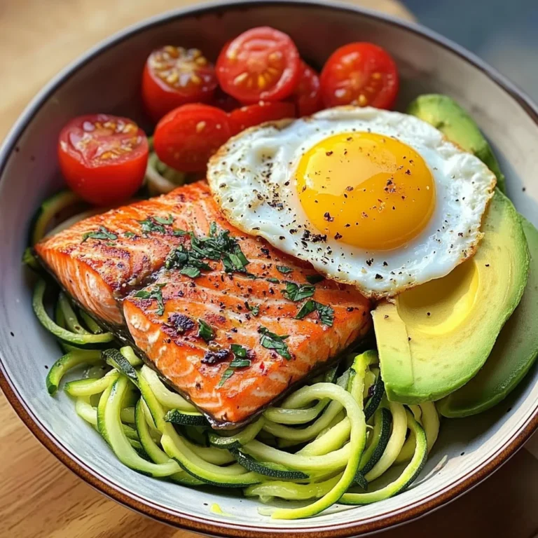 Zoodle Power Plate with Salmon, Avocado & Sunny Egg