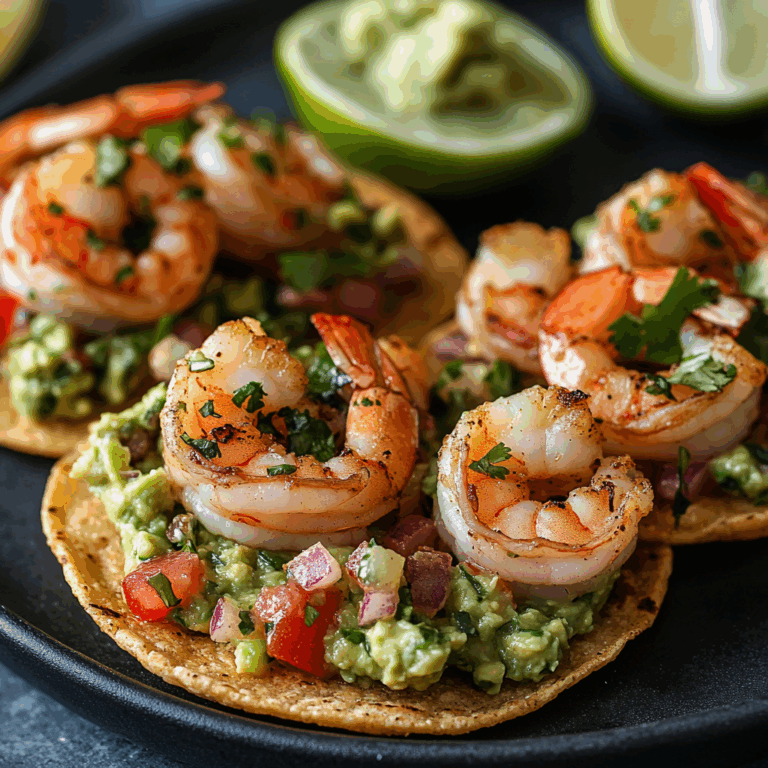Grilled Shrimp Tostadas with Guacamole & Pico de Gallo