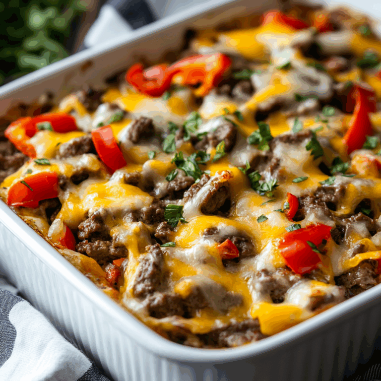 Low Carb Philly Cheesesteak Casserole