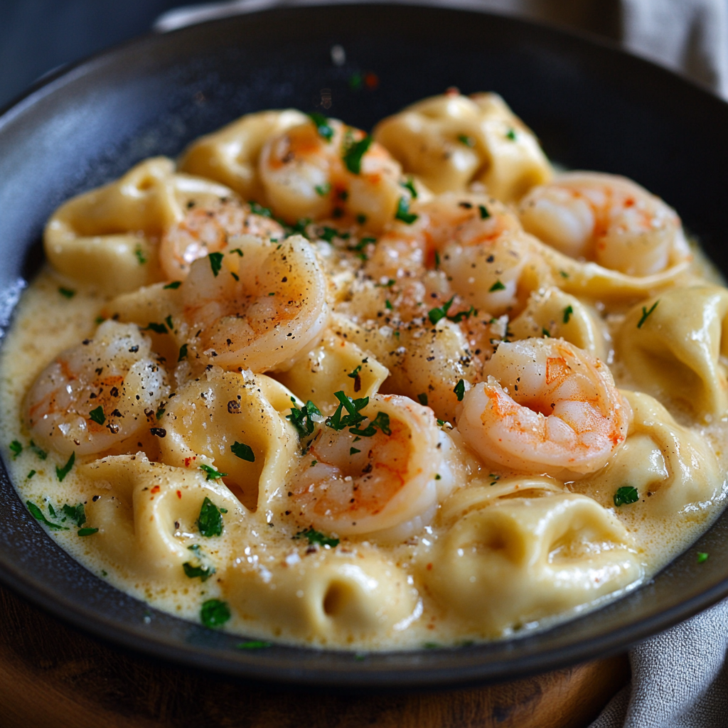 Shrimp Tortellini with Garlic Sauce