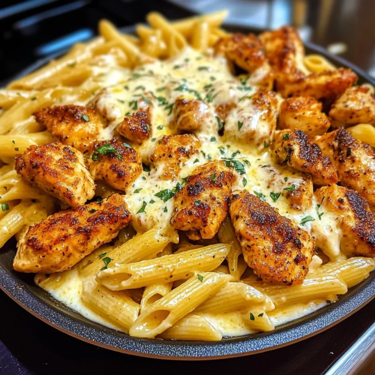 Cajun Chicken Bites with Cheesy Penne Parmesan Sauce