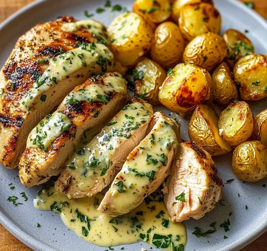 Creamy Garlic Herb Chicken with Golden Potatoes
