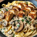 Creamy Garlic Mushroom Chicken Fettuccine