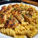 Creamy Velveeta Rotini with Seared Garlic Chicken