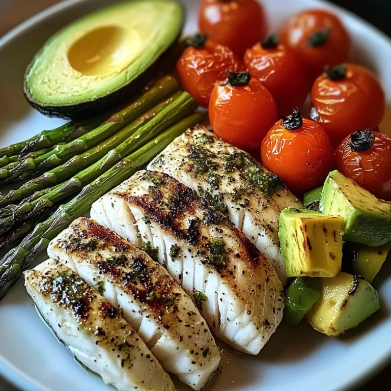 Herb-Grilled Fish with Asparagus, Avocado & Cherry Tomatoes
