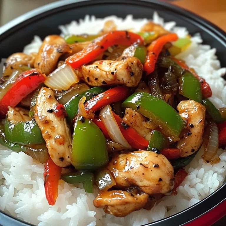 Pepper Chicken Stir-Fry with Fluffy Rice