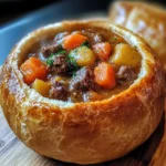 Rustic Beef Stew in Crusty Bread Bowls
