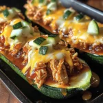 Sticky BBQ Chicken Zucchini Boats