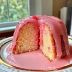 Strawberry Buttermilk Pound Cake with Pink Glaze