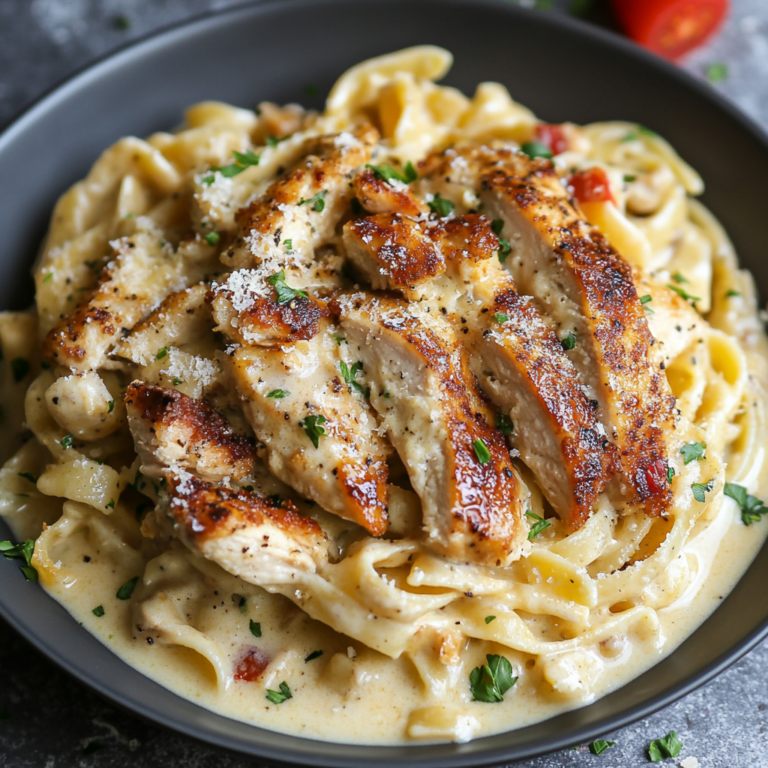 Creamy Honey Dijon Chicken Pasta with Crispy turkey Bacon