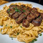Cajun Steak Tips with Cheesy Parmesan Linguine