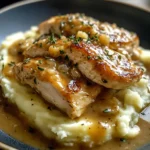 Chicken and Garlic Gravy with Cheesy Mashed Potatoes