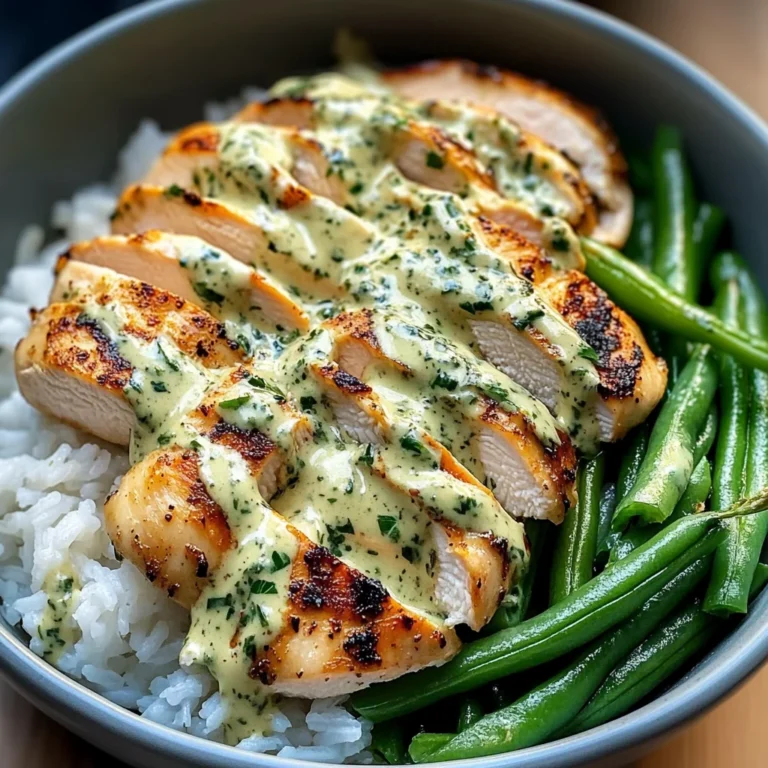 Creamy Herb Chicken Rice Bowl with Green Beans