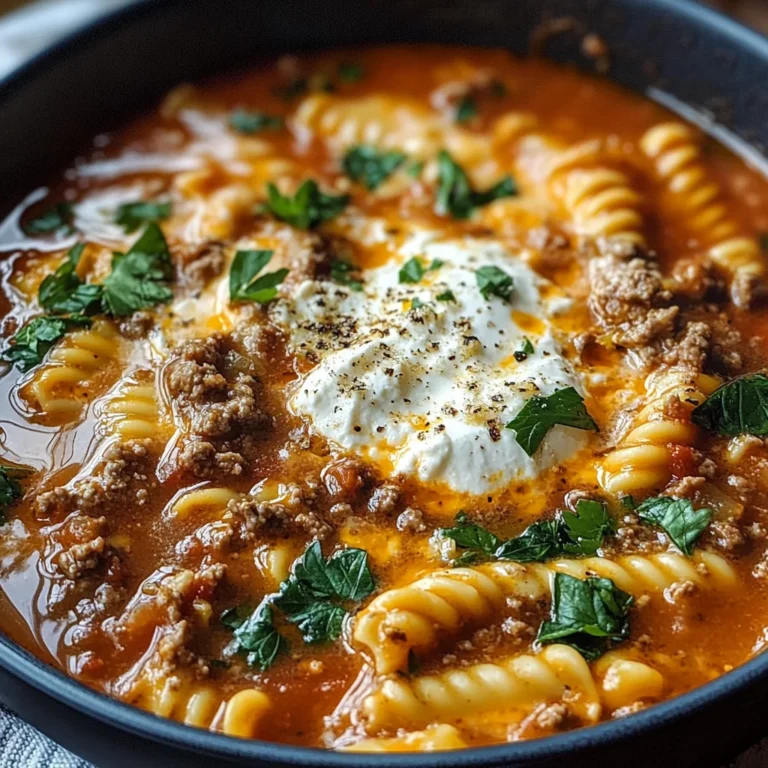 Ultimate Cheesy Beef Lasagna Soup
