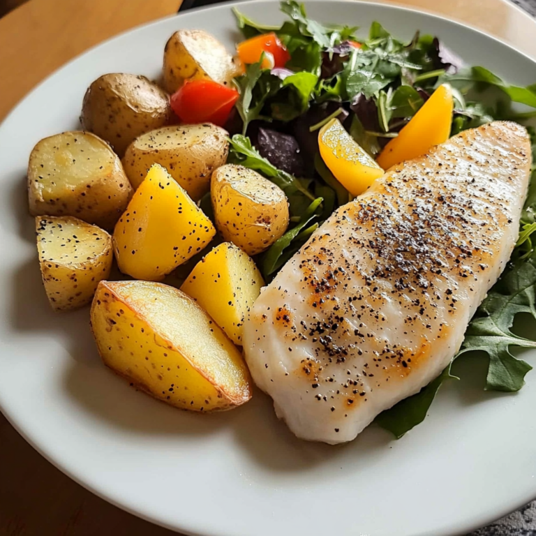 Lemon Pepper Fish with Herb Potatoes & Garden Salad