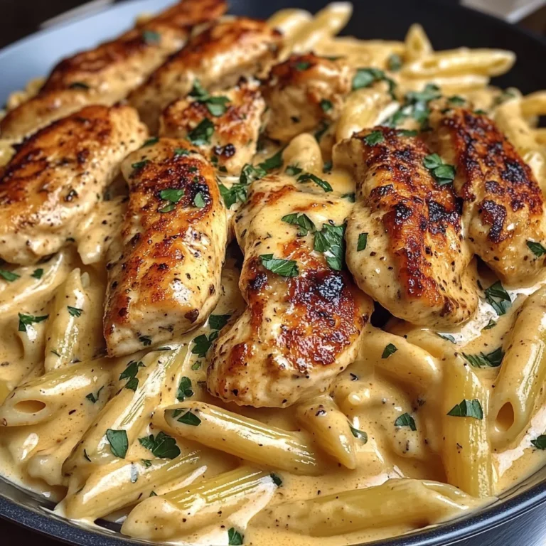 Garlic Parmesan Chicken Penne in Creamy Cajun Three-Cheese Sauce