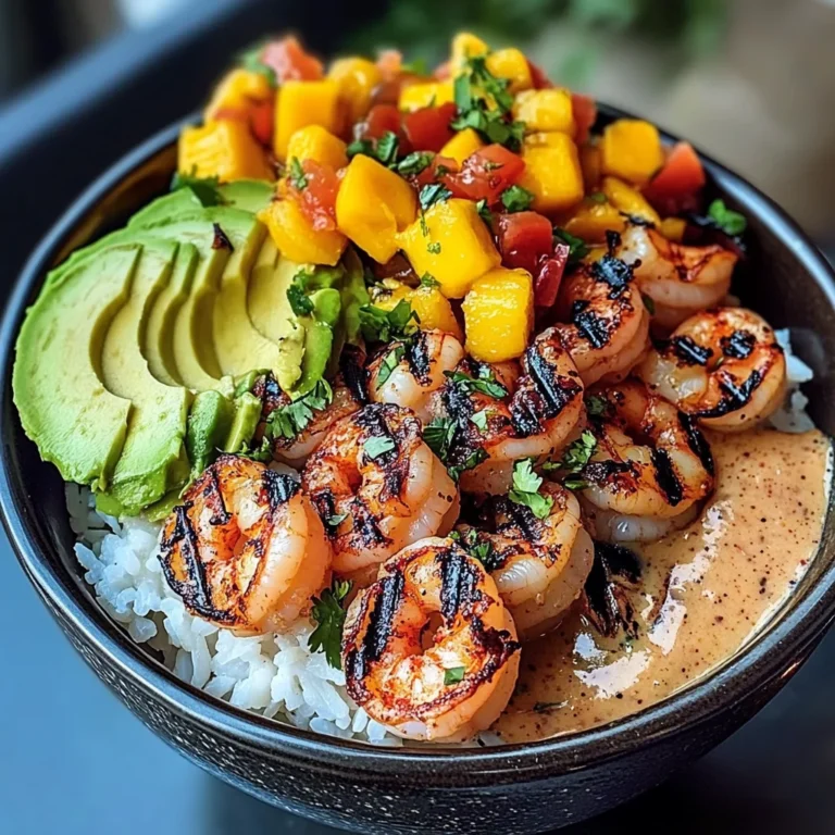 Shrimp and Avocado Bowls with Mango Salsa & Lime-Chili Sauce