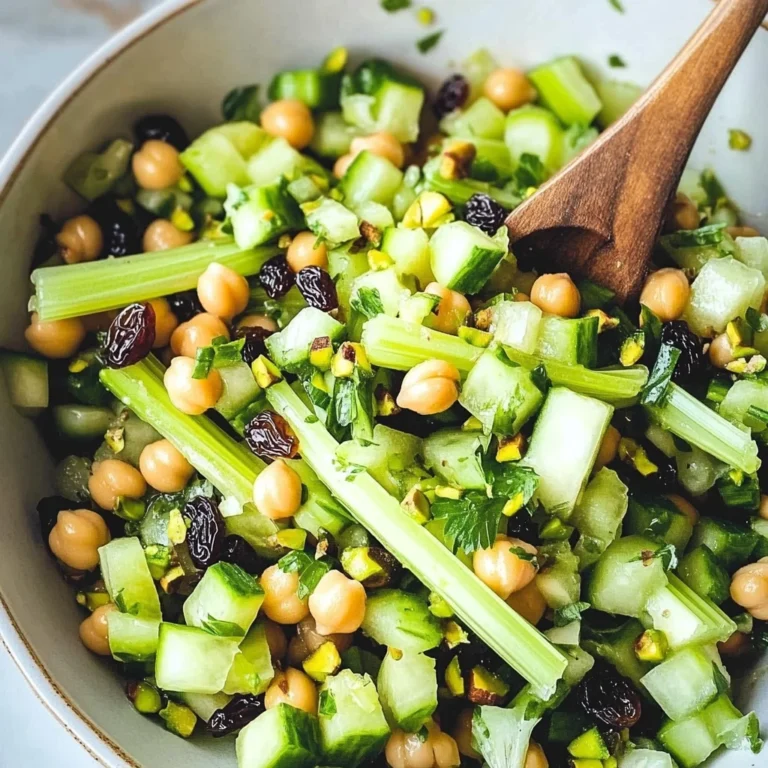 Celery Salad with Chickpeas and Raisins
