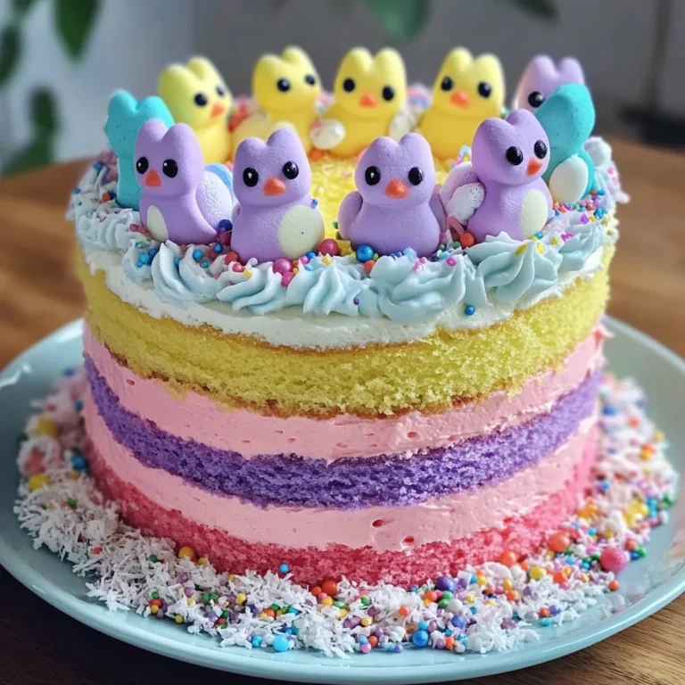 Easter Peep Cake with Multi-Colored Layers
