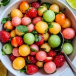 Melon Strawberry Salad with Lime Mint Dressing
