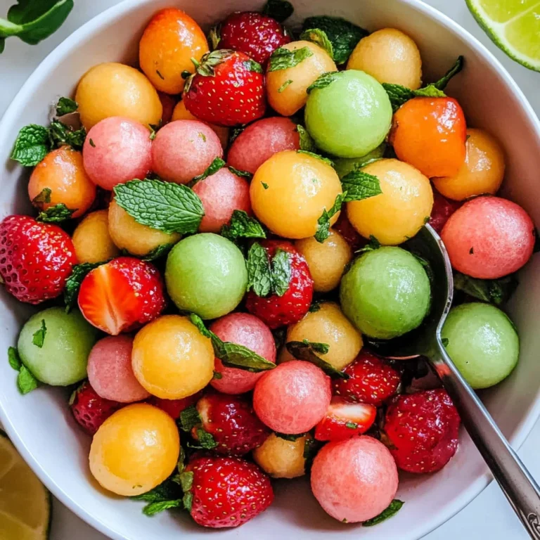 Melon Strawberry Salad with Lime Mint Dressing