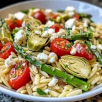 Orzo Salad With Asparagus, Artichoke Hearts & Feta