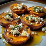 Roasted Sweet Potato Rounds with Feta and Honey