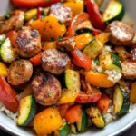 10 Minute Air Fryer Chicken Sausage and Veggies