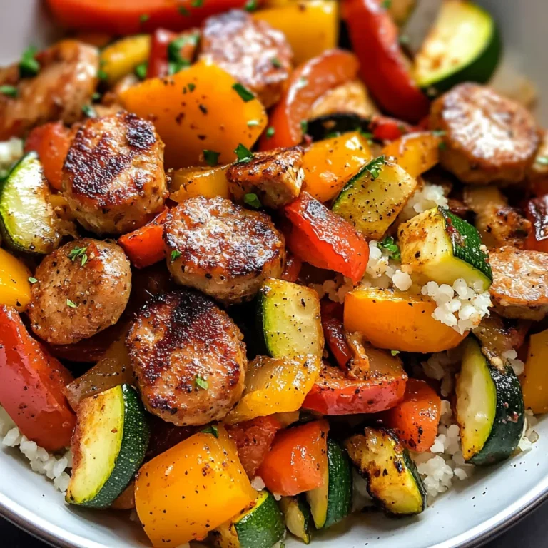 10 Minute Air Fryer Chicken Sausage and Veggies