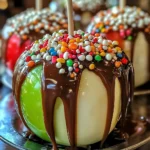 Indulgent Candy-Coated Caramel Apple Creations to Savor