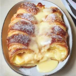 Lemon and custard croissant pudding