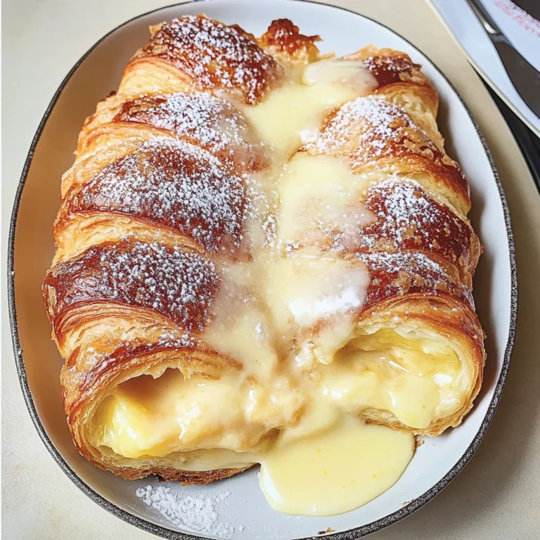 Lemon and custard croissant pudding