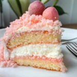 Lychee Cake With Pink Biscuits