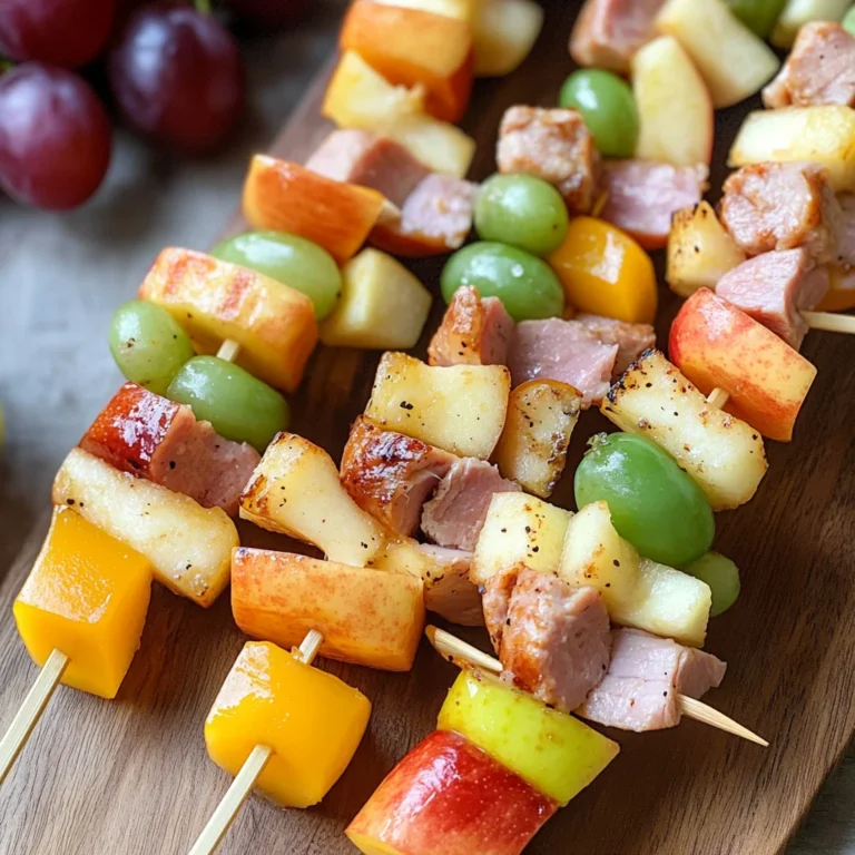 Meat and Cheese Kabobs with Apples and Grapes