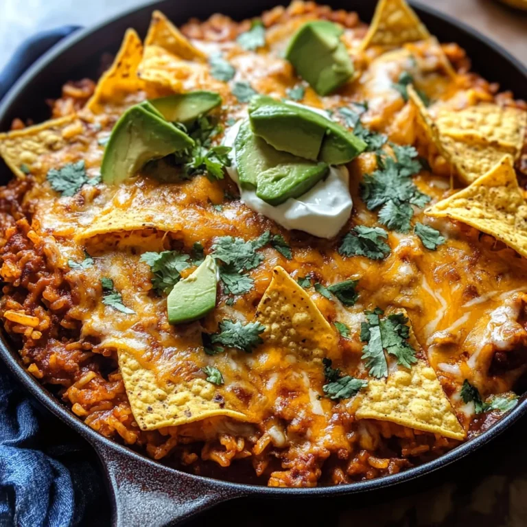One Skillet Saucy Chicken Tortilla Enchilada Rice Bake