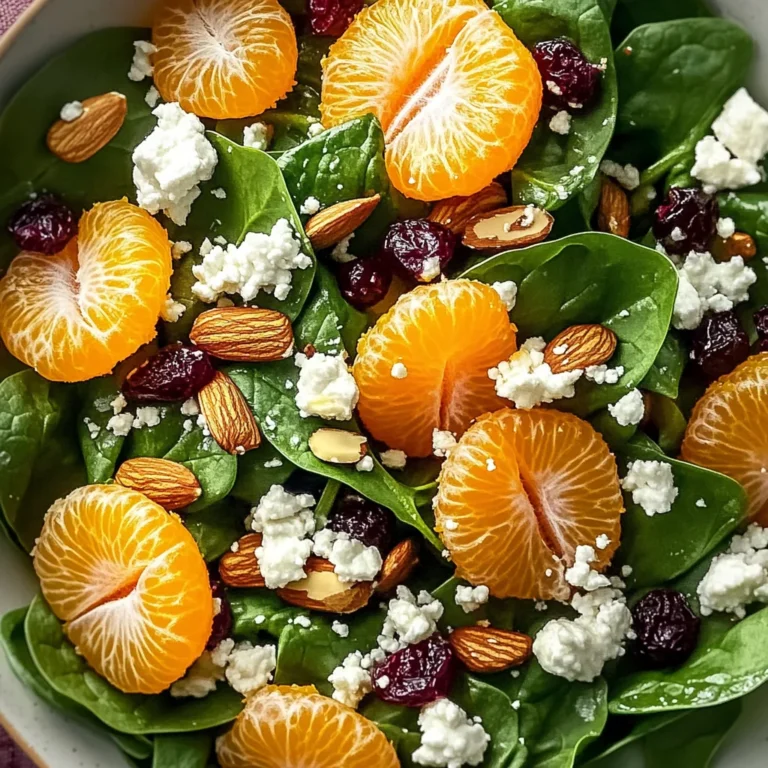 Sweet Spinach Salad with Mandarin Oranges - theamazingfood