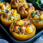 Teriyaki Pineapple Chicken and Rice Stuffed Peppers Delight
