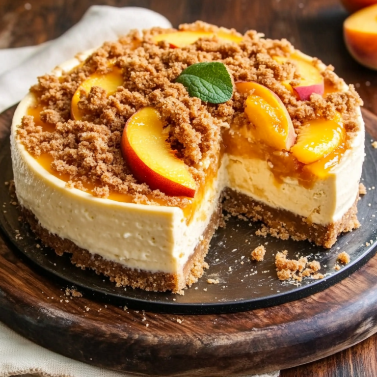 Bourbon Peach Streusel Cheesecake Recipe