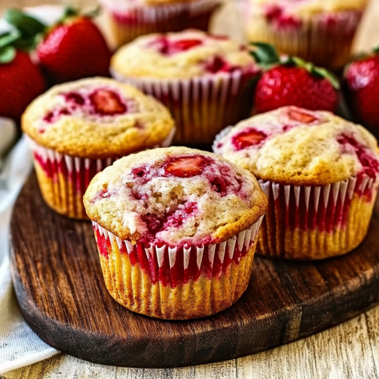 Strawberry Cream Cheese Breakfast Muffins with Fresh Strawberries